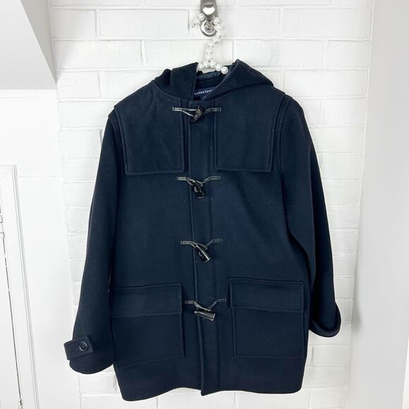 Lands’ End Navy 100% Wool Toggle Coat Size M 10-12 - Picture 1 of 16